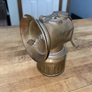 Antique BrassJustrite Miners Carbide Cap Lamp Polygon Feed 1922, Pat. 1912, 1913 - Picture 1 of 11
