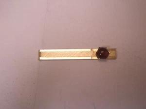 1-3/8" Red Cabochon Vintage SWANK SMALL Tie Bar Clip - Picture 1 of 7