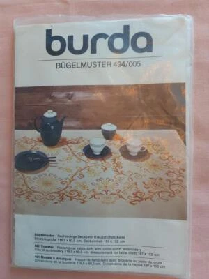 Burda 494 Vintage Rectangular Tablecloth with Cross Stitch Embroidery Pattern - Image 1 of 2