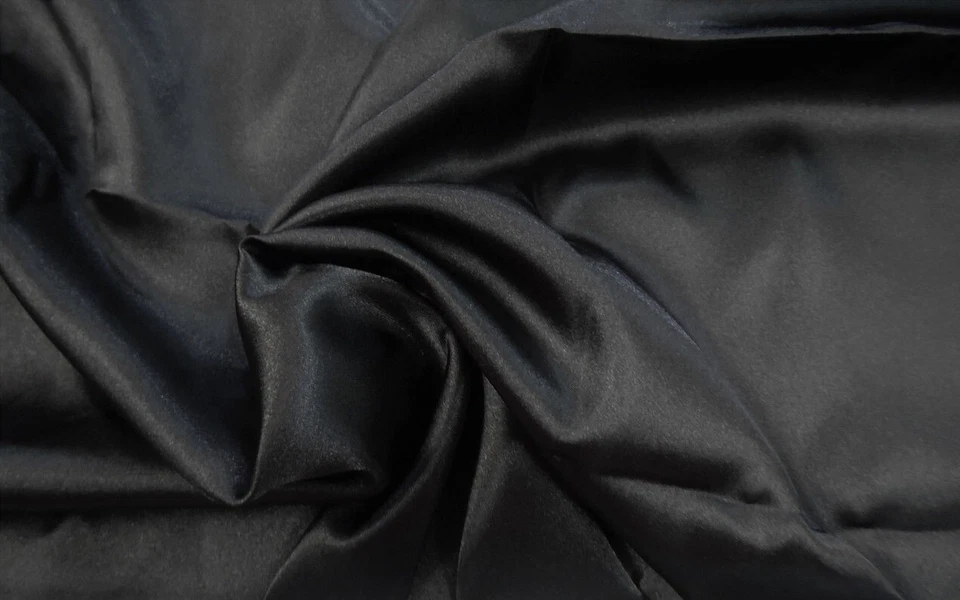 Discount Fabric Charmeuse Silky Bridal Satin Apparel Black CS03 - Image 1 of 1