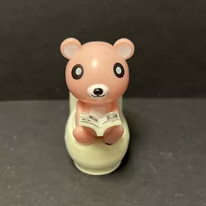 Solar Powered Dancing Bobble Head Toy Figure - Cute Pink Bear On Toilet - Picture 1 of 3
