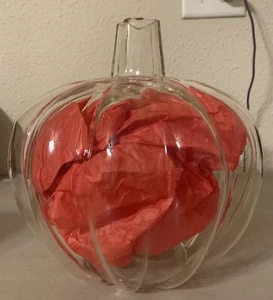 Clear Glass Pumpkin Cloche 10” Halloween Fall Autumn Luminary Tea Light - Picture 1 of 9