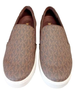 Michael Kors Women's Keaton Slip-on Logo Sneakers - Brown, Size 6 US - Picture 1 of 5