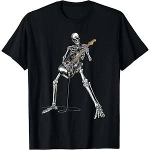Band Rock And Roll Skeleton Guitar Unisex T-shirt Full Sizes S-5XL Multicolor - Picture 1 of 3