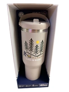 BICCHIERE LIFE IS GOOD 40 OZ NOMADE ACCIAIO INOX ISOLATO/MODELLO FORESTALE/NUOVO CON ETICHETTE! - Foto 1 di 4