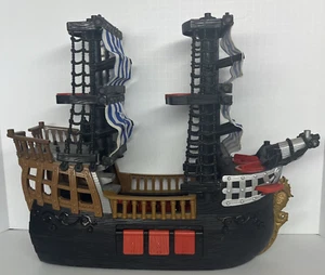 Fisher Price 2006 Imaginext Mattel Pirate Ship Red/Black w/ Blue/White Sails - Picture 1 of 9