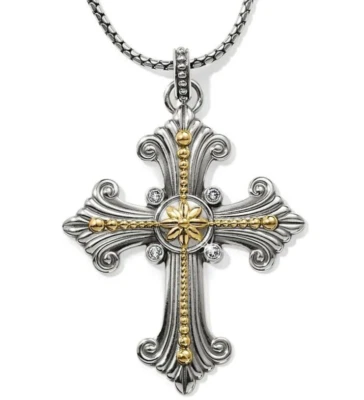 NWTag Brighton ROMAN CROSS Two Tone Pendant Necklace MSRP $88 - Image 1 of 4