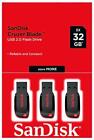 SanDisk Cruzer Blade 32GB USB 2.0 Flash Drive, 3 Pack (SDCZ50-032G-G46T)