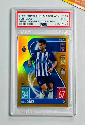 Topps Chrome PSA 9 Luis Diaz Gold Refractor /50 Uefa Leagues Rookie #110 - Image 1 of 2