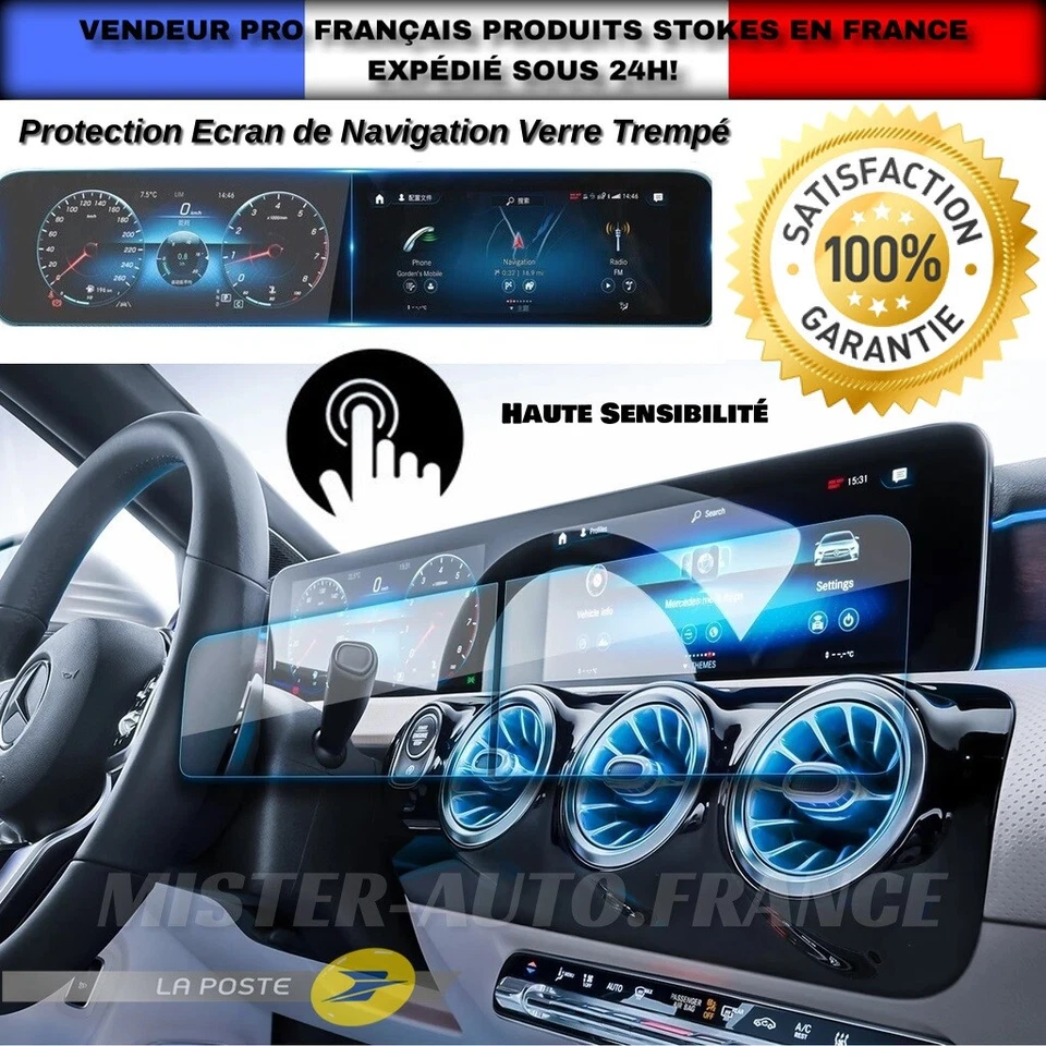 Protection Ecran de Navigation ★Verre Trempé LCD Compatible Mercedes Classe A - Photo 1/4
