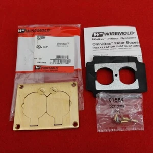 WIREMOLD 828R Omnibox Brass Duplex Receptacle Floor Box Cover Plate (ORIGINAL) - Picture 1 of 3