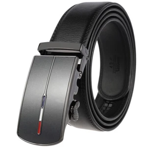 Classic Men's Real Leather Belt Automatic Buckle Belt Ratchet Strap Suit Belts - Picture 1 of 7