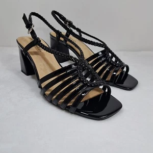 Nuovo sandalo donna Easy Street topazio, nero vernice, misura 9,5 tacco a blocco - Foto 1 di 13