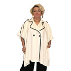 WOMENS COAT LADIES CAPE OVERSIZED WITH CONTRASTING TRIM AND BUTTONS PLUS SIZE