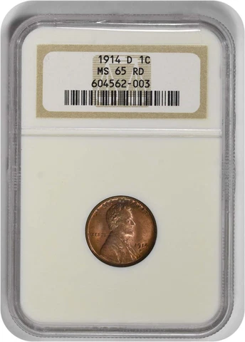 1914-D Lincoln Cent MS65RD NGC Cover