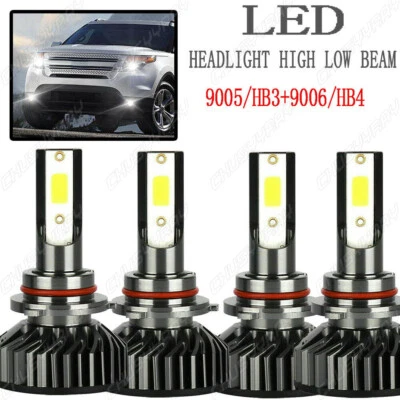 4PC 9005 9006 LED Headlight Bulb Hi-Low Beam Kit For Cadillac Deville 2000-2005 - Image 1 of 4