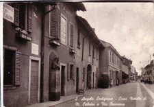 S. ANGELO LODIGIANO B/N VIAGGIATA 1955 CASA NATALE CABRINI E VIA OMONIMA