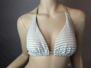 Luli Fama 'Moon Over Miami' Triangle Halter Top-White-D Cup - Picture 1 of 8