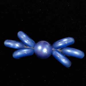 Blue Moonglow Lucite Puffy Bow Flower Brooch Vintage Retro Modernist - Picture 1 of 8