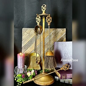 Pequeño Juego de Herramientas para Chimenea Vintage Metal Rústico Shabby Chic Decorativo - 5 Piezas * - Imagen 1 de 10