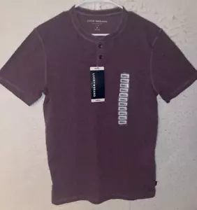 Lucky Brand Men's Short Sleeve Henley Three Button Tee Cotton Polyester Purple - Picture 1 of 4