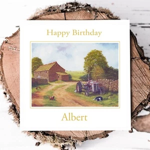 Handmade Personalised Countryside Birthday Card Dad Husband Him Farm Traditional - Picture 1 of 3