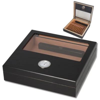 Angelo Humidor schwarz matt mit Fenster Inkl. Polymerbefeuchter - Bild 1 von 2