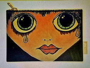 Big Eyes Boho Style Beutel Handtasche Beuteltasche 6,5 x 9 Poly Popeline Stoff Reißverschluss - Bild 1 von 1