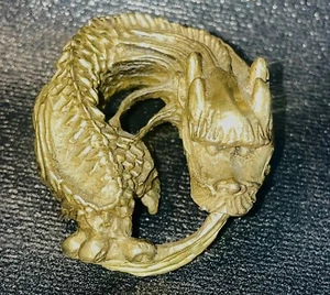VTG Heavy Brass Dragon Ouroboros Chinese Mythical Creature Mini Figure Medieval - Picture 1 of 9