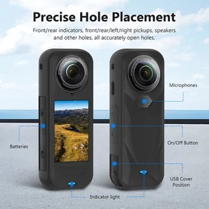 For Insta360 X5 Action Camera Silicone Case with Enhanced Grip and Lens Cover - Picture 1 of 12