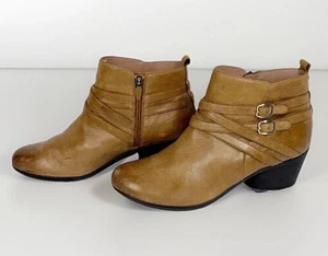 Dansko Roberta Bootie Tan Leather Ankle Boot Strap Buckle Zip Comfort 41/10.5-11 - Picture 1 of 16