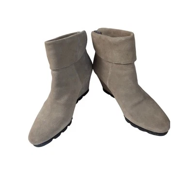 Bota Steven by Steve Madden Berkli Gamuza Taupe Cuña Talla 8.5 Botín Cremallera Trasera Foto 1 de 4