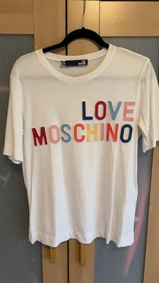 Love Moschino White Logo T-Shirt – Size IT 42 / UK 8 / US 6 - image 1 of 4