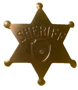 Vintage 1950-1970 Bronze Toy Sheriff Badge-Embossed Western Star Tinplate - Bild 1 von 2