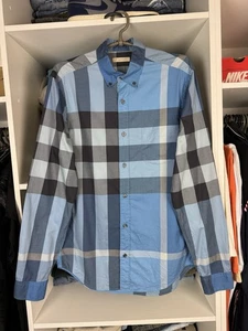 Burberry Brit Men’s Check Button-Down Shirt – Blue Plaid Size S - Picture 1 of 24