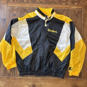 Vintage 90s Starter Pittsburgh Steelers Full Zip Windbreaker Jacket Men’s Large - Picture 1 of 12