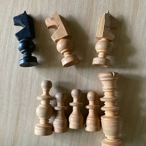 Vintage Hand Carved Wooden Chess Set Pieces Only Non Branded Assortment - Picture 1 of 6