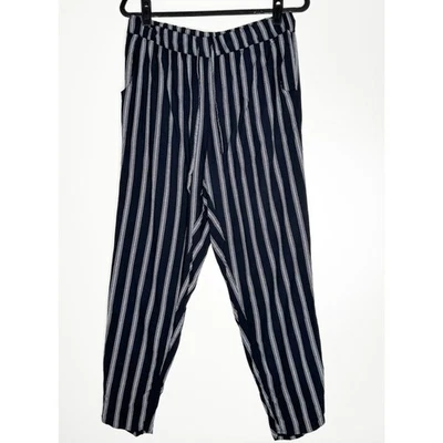 Pantalones fluidos con cordón a rayas American Eagle para mujer talla grande Foto 1 de 4