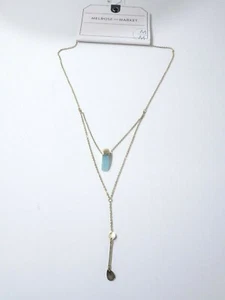 Nordstrom Melrsose and Market Two Layer Seafoam Stone Pendant necklace NWT 45 - Picture 1 of 4