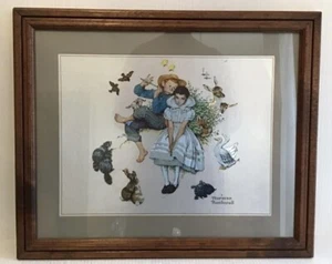 Norman Rockwell " Sweet Song So Young" Color Textured Foil Art Framed Matte - Picture 1 of 5