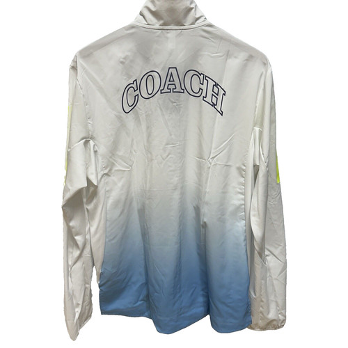 Adidas Giacca Uomo Bianco Blu Coach Full Zip Tasca Logo Leggera Media Nuova con etichette