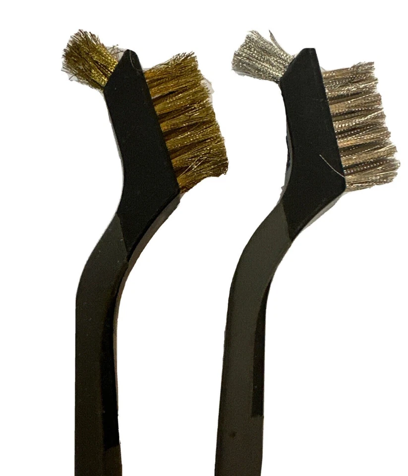 2x Workforce Detailing Or Cleaning Brush Golden And Silver Metal Brushes - Image 1 of 4