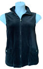 Alfred Dunner Black Velour Zip Up Vest Size 8 With Pockets Bin604
