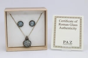 Or Paz Sterling Silver Roman Glass Necklace & Earrings Set - Picture 1 of 8