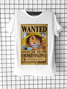 Tee-shirt One Piece Wanted Luffy Cosplay Mixte et Enfant Mangas Animés Japonais - Foto 1 di 3