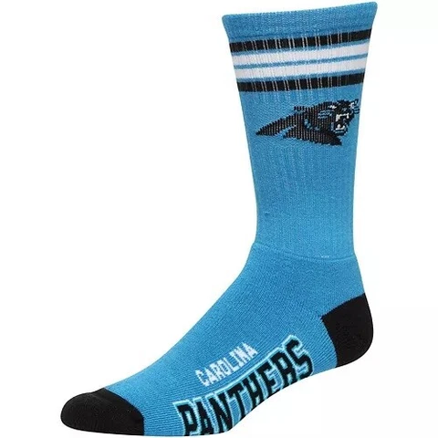 NEW Carolina Panthers Reverse Stripe Deuce Crew Socks NFL 2 Sizes Available Blue Cover