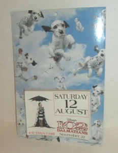  DISNEY 102 DALMATIANS MOVIE COUNTDOWN CALENDAR PAD STORE DISPLAY CARD 2000 - Picture 1 of 2