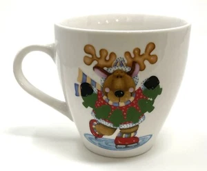 Becher Weihnachten Rentier Eislaufen 3 3/4 Zoll groß Royal Norfolk Mfg Mängel - Bild 1 von 6