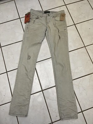 CULTO À INDIVIDUALIDADE NOVO COM ETIQUETAS! Jeans TEASER SKINNY listra de giz desgastado tamanho 25 NOVO! - Imagem 1 de 4