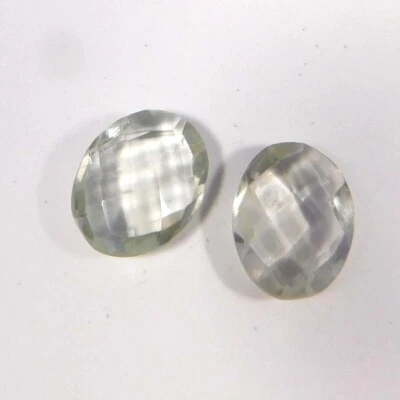 Cabujón corte a cuadros amatista verde natural 2 piezas piedras preciosas sueltas 24,55 quilates Foto 1 de 3